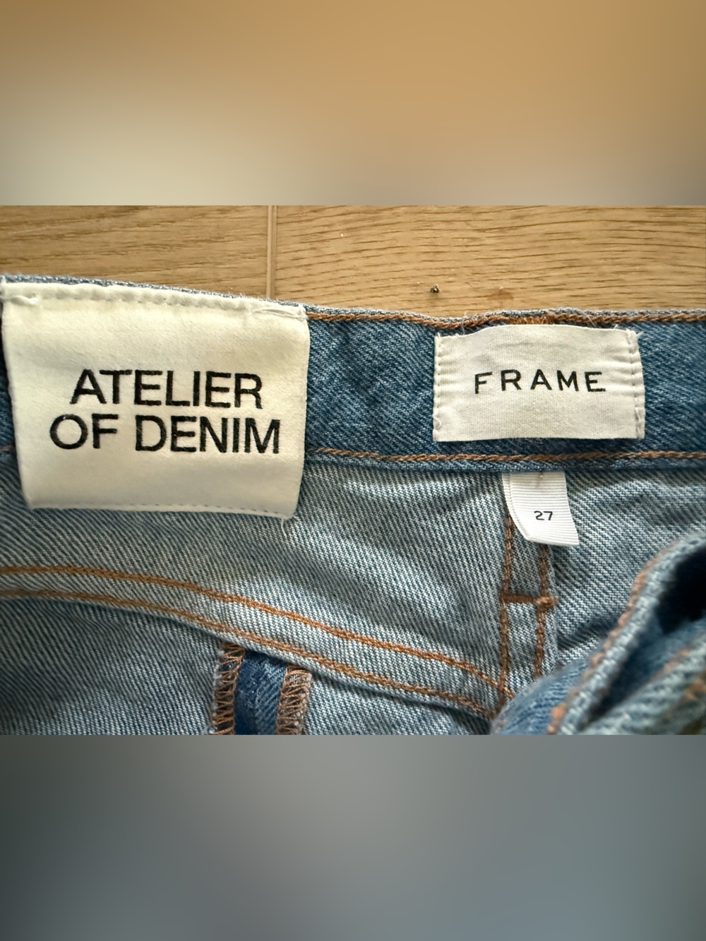 FRAME Atelier of Denim Gale Wide Leg Two Tone Panel Jeans Button Fly Women’s 27 - Picture 5 of 10